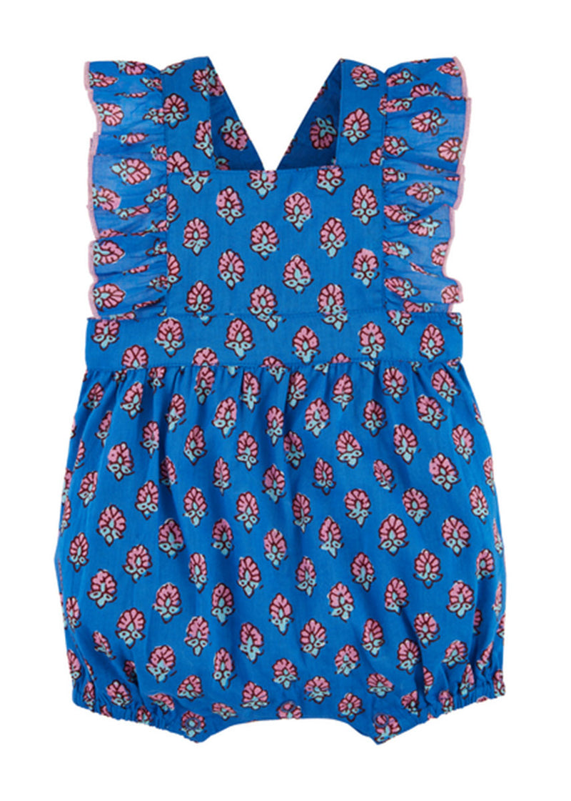 Blue Block Print Romper