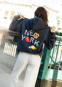 New York Forever Whipstitch Hoodie - Navy