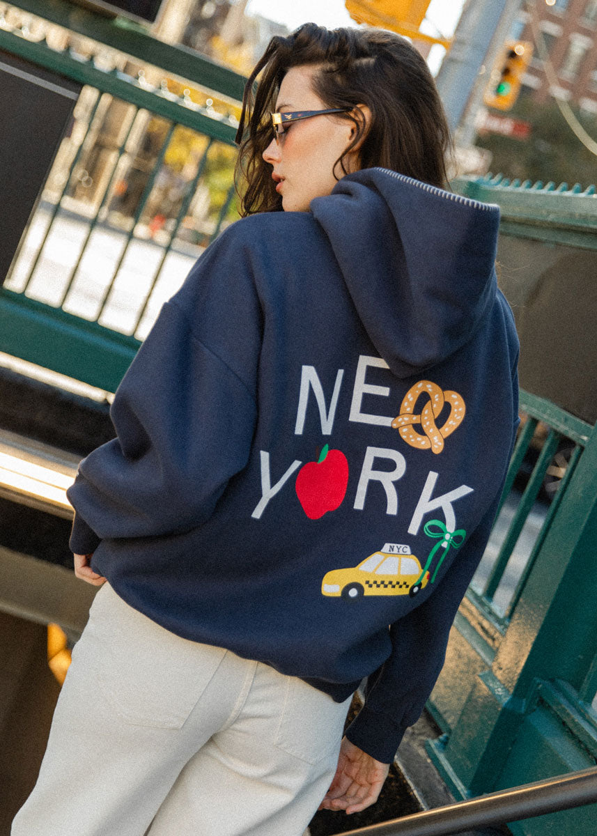 New York Forever Whipstitch Hoodie - Navy