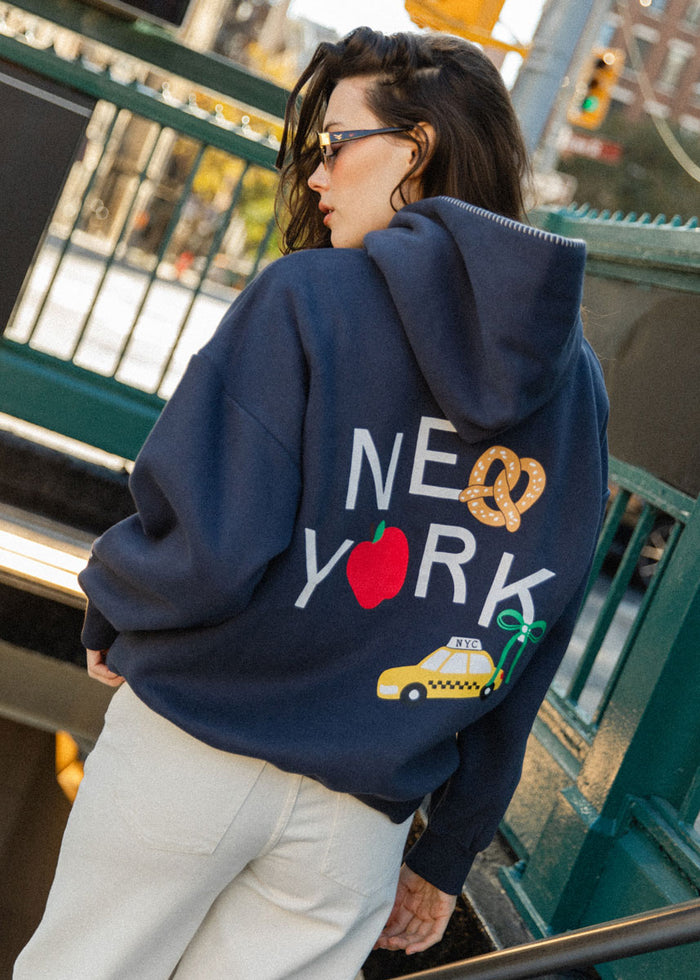 New York Forever Whipstitch Hoodie - Navy