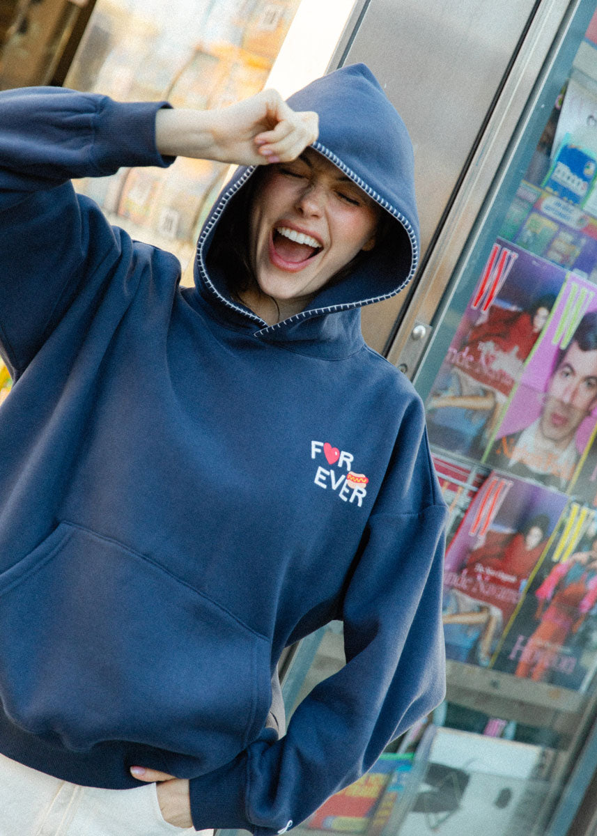 New York Forever Whipstitch Hoodie - Navy