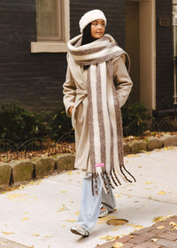 MAD HTR Oversized Blanket Scarf - Espresso & Cream Stripe
