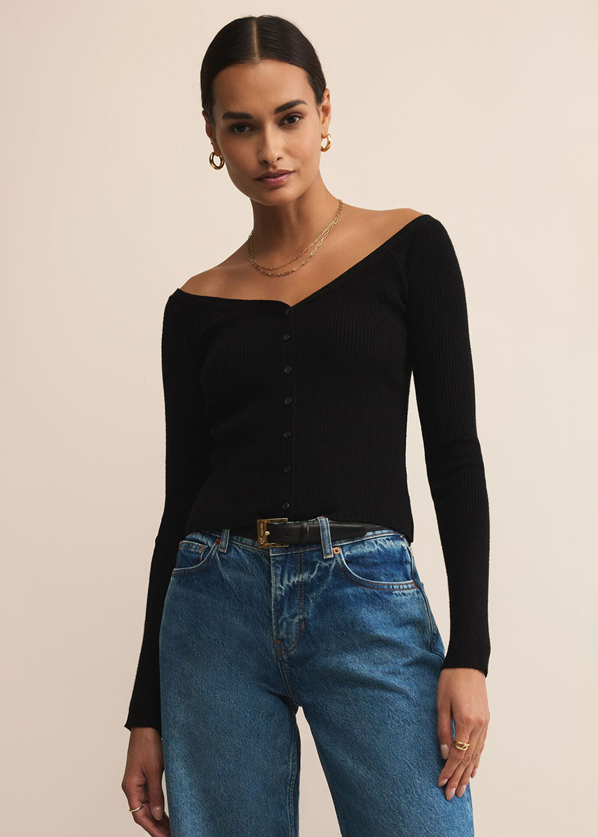 Jovy Sweater Top - Black