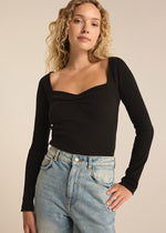 Pia Rib Top - Black