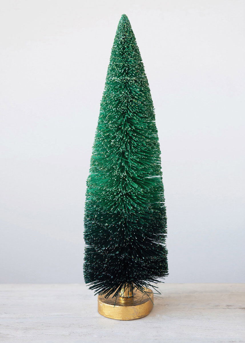 Large Ombre Sisal Bottle Brush Tree - Green