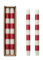 Striped Taper Candles - Ruby & Cream