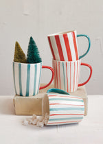 Painted Stripes Stoneware Mugs