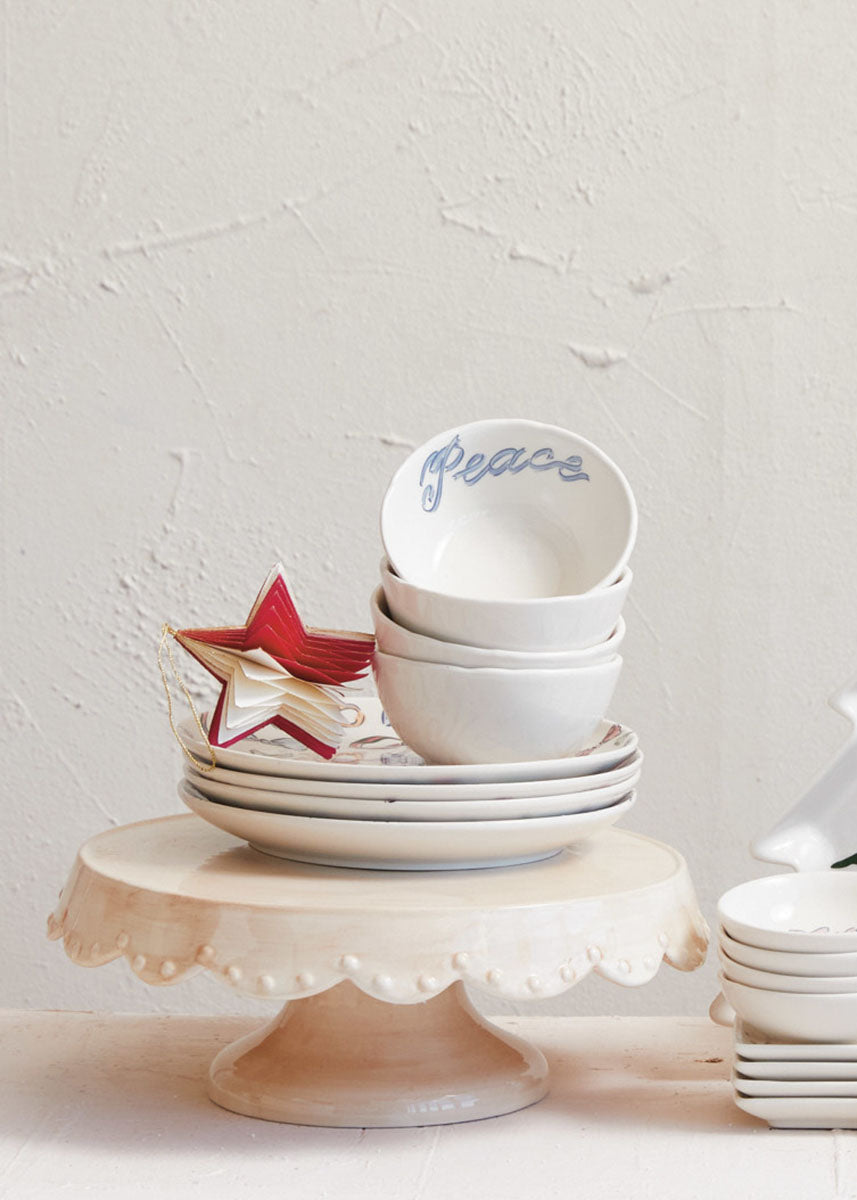 Stoneware Holiday Script Bowls