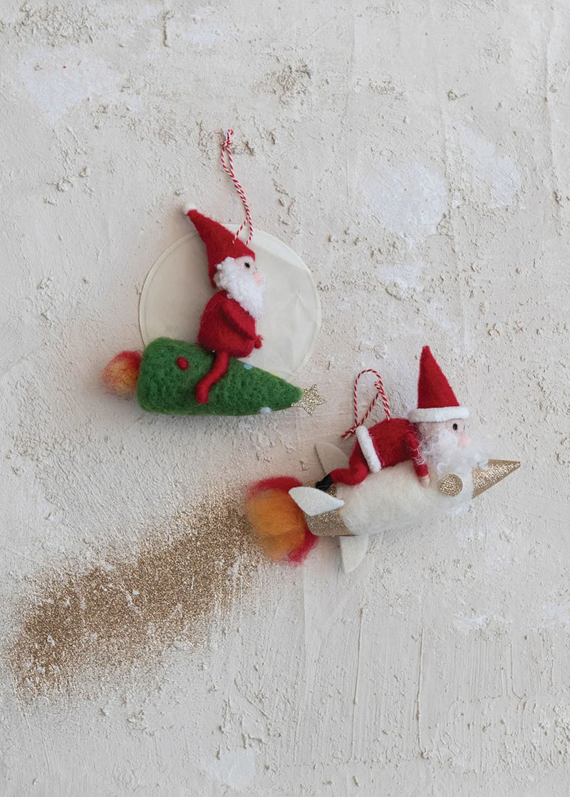 Rocket Santa Ornament