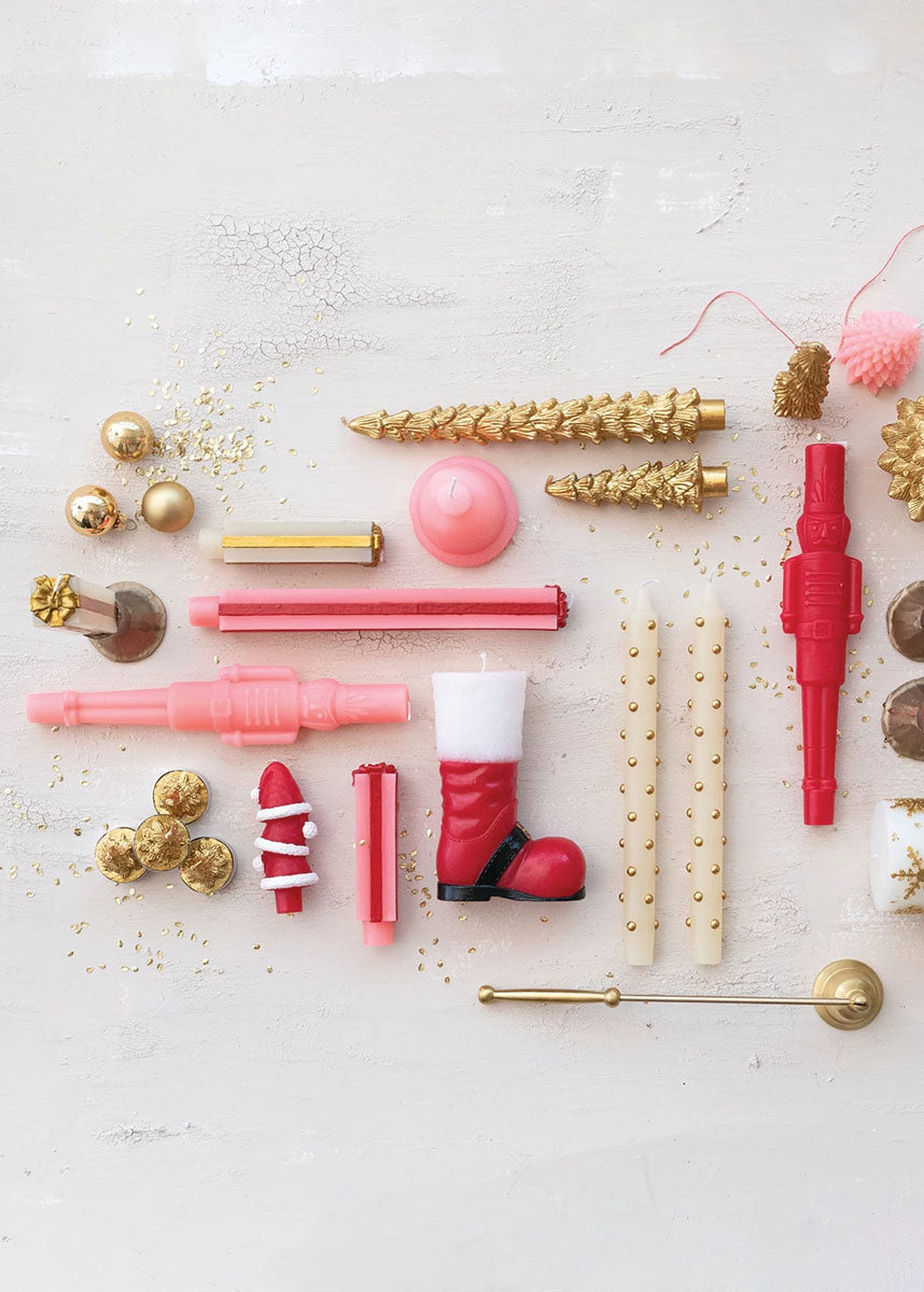 Gift Shaped Taper Candles - Pink & Red