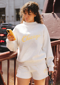 Chi Script Sweatshort - Heather Grey