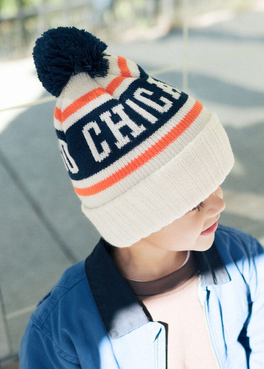 MAD HTR Chicago Varsity Beanie - Youth - Navy & Orange
