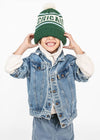 Youth Mad Hatter Chicago Pom Beanie - Emerald