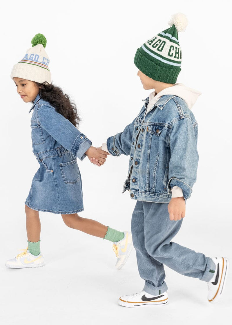 Youth Mad Hatter Chicago Pom Beanie - Emerald