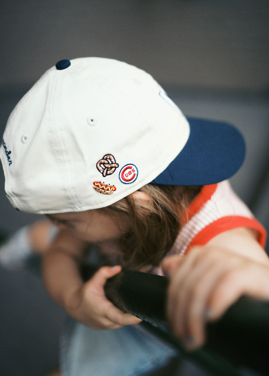 Toddler Cubs Baseball W Flag Dad Hat - Ivory & Navy