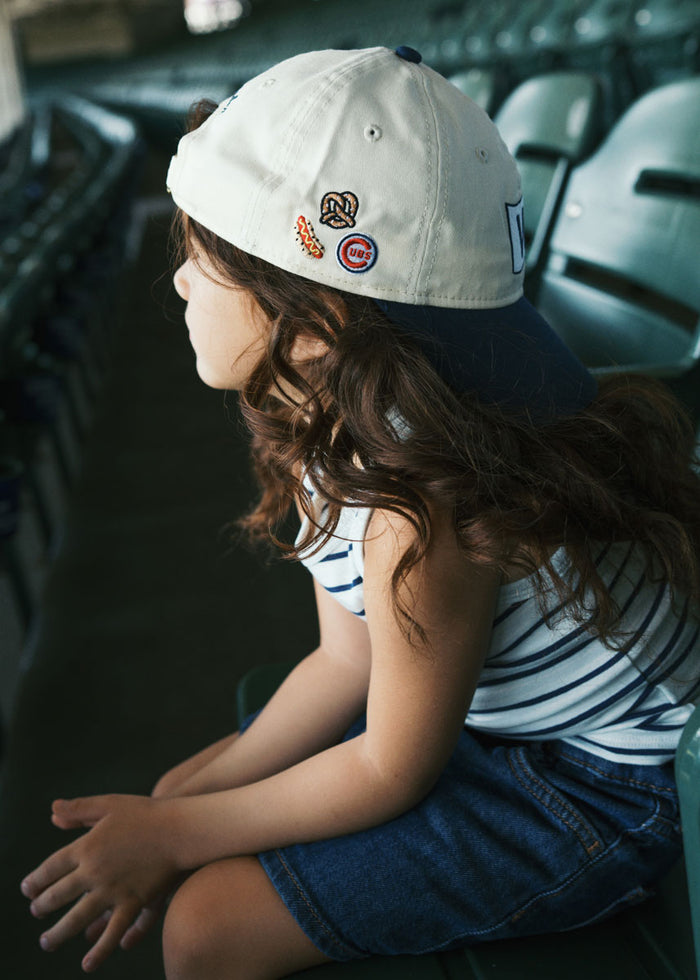 Youth Cubs Baseball W Flag Dad Hat - Ivory & Navy