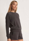 Saldana Reverse Fleece Top - Asphalt