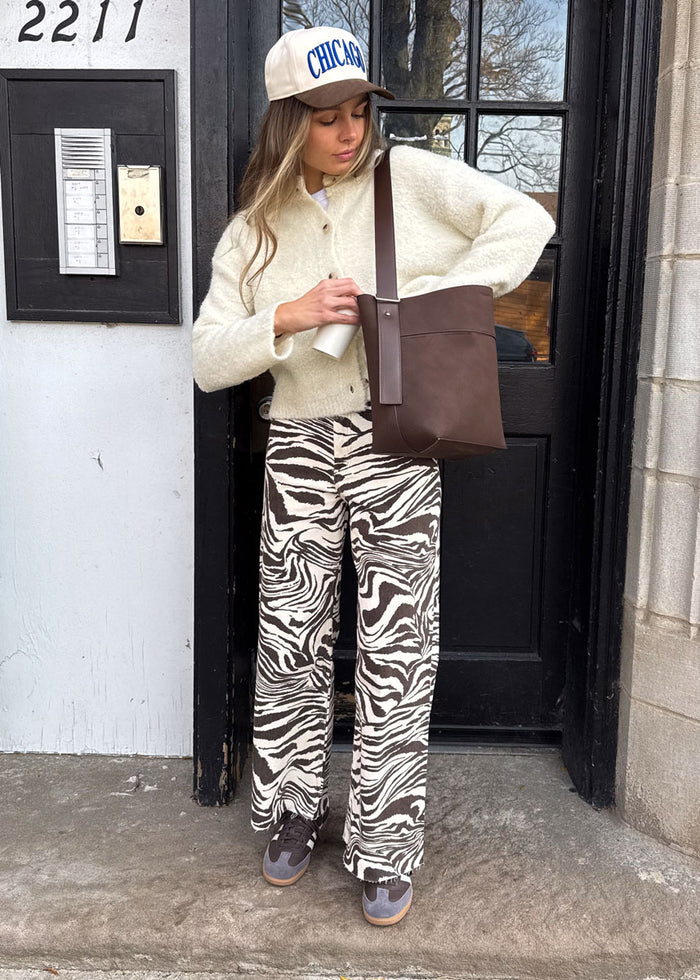 Ingrid Zebra Print Pant - Brown