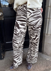 Ingrid Zebra Print Pant - Brown