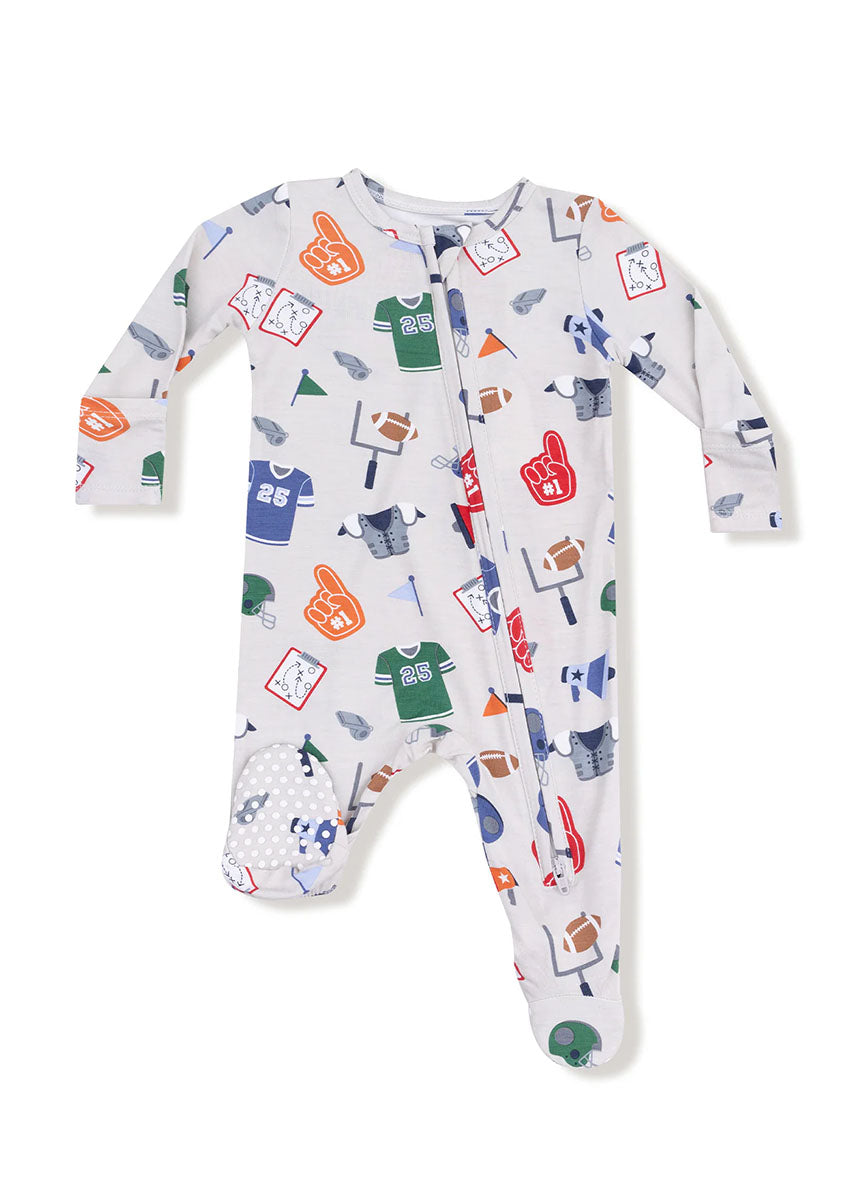 2-Way Zipper Footie - Game Day Grey