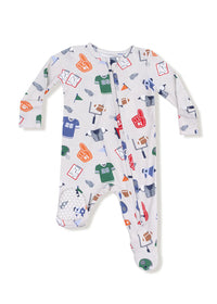 2-Way Zipper Footie - Game Day Grey