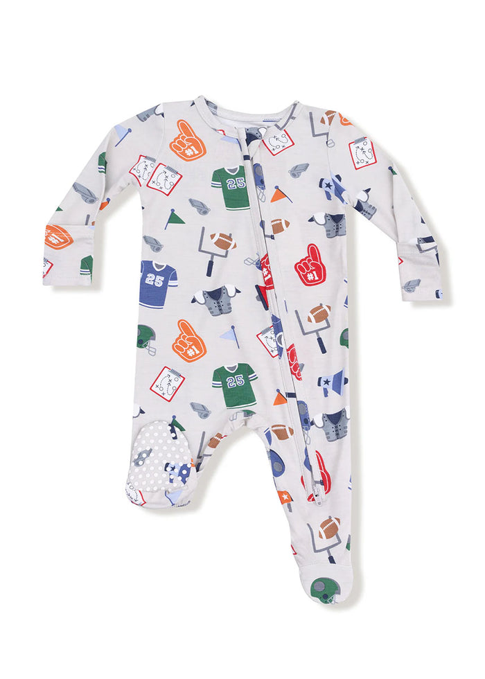 2-Way Zipper Footie - Game Day Grey