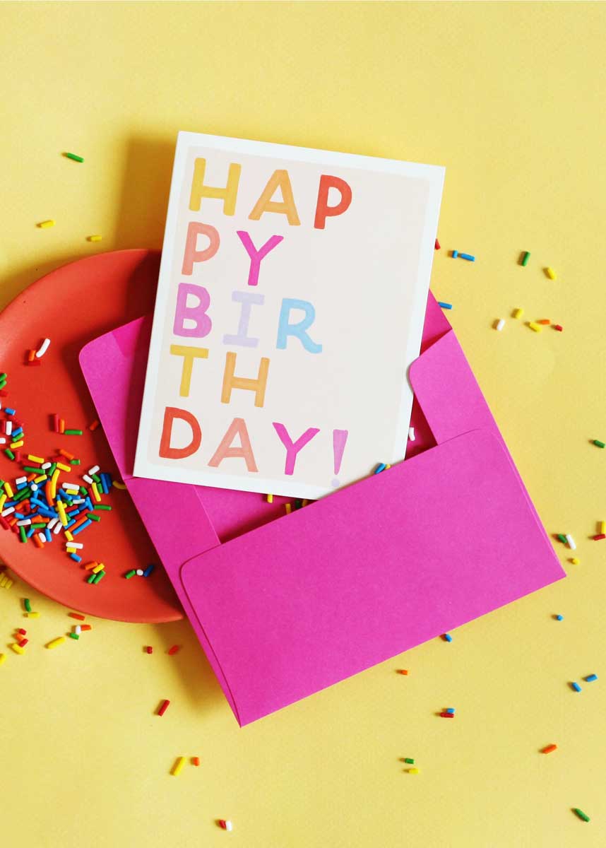 Birthday Block Letters Card