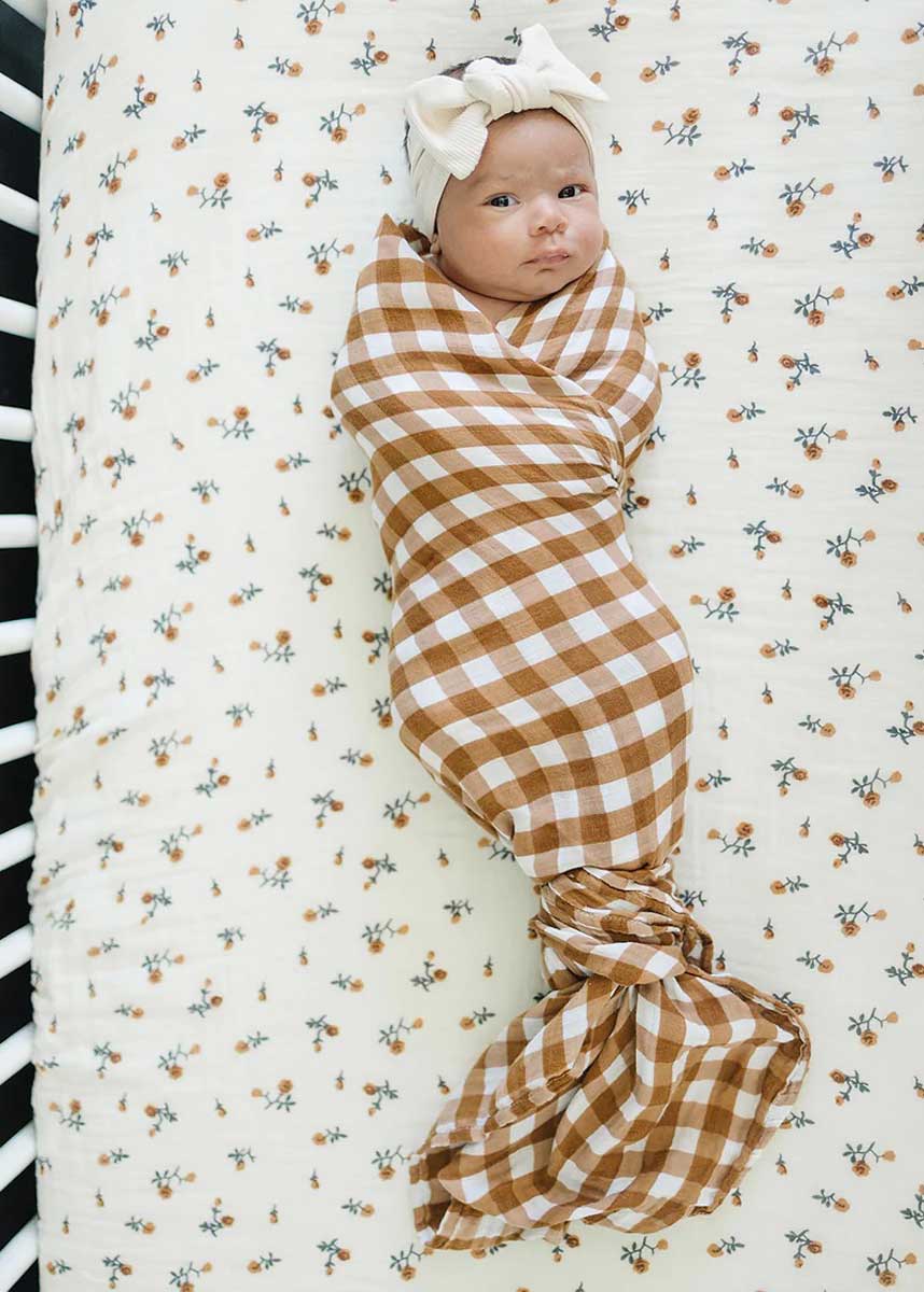 Gingham Muslin Swaddle Blanket