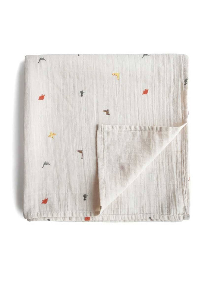 Muslin Swaddle Blanket Organic Cotton - Dinosaurs