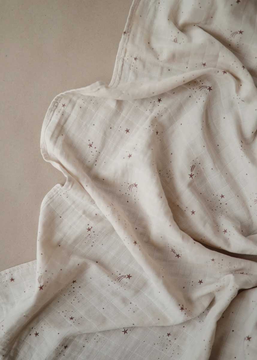 Organic Cotton Muslin Swaddle Blanket - Falling Stars