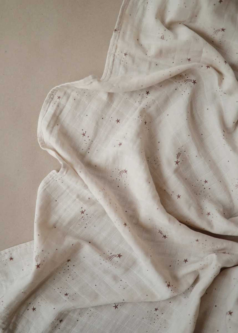 Organic Cotton Muslin Swaddle Blanket - Falling Stars