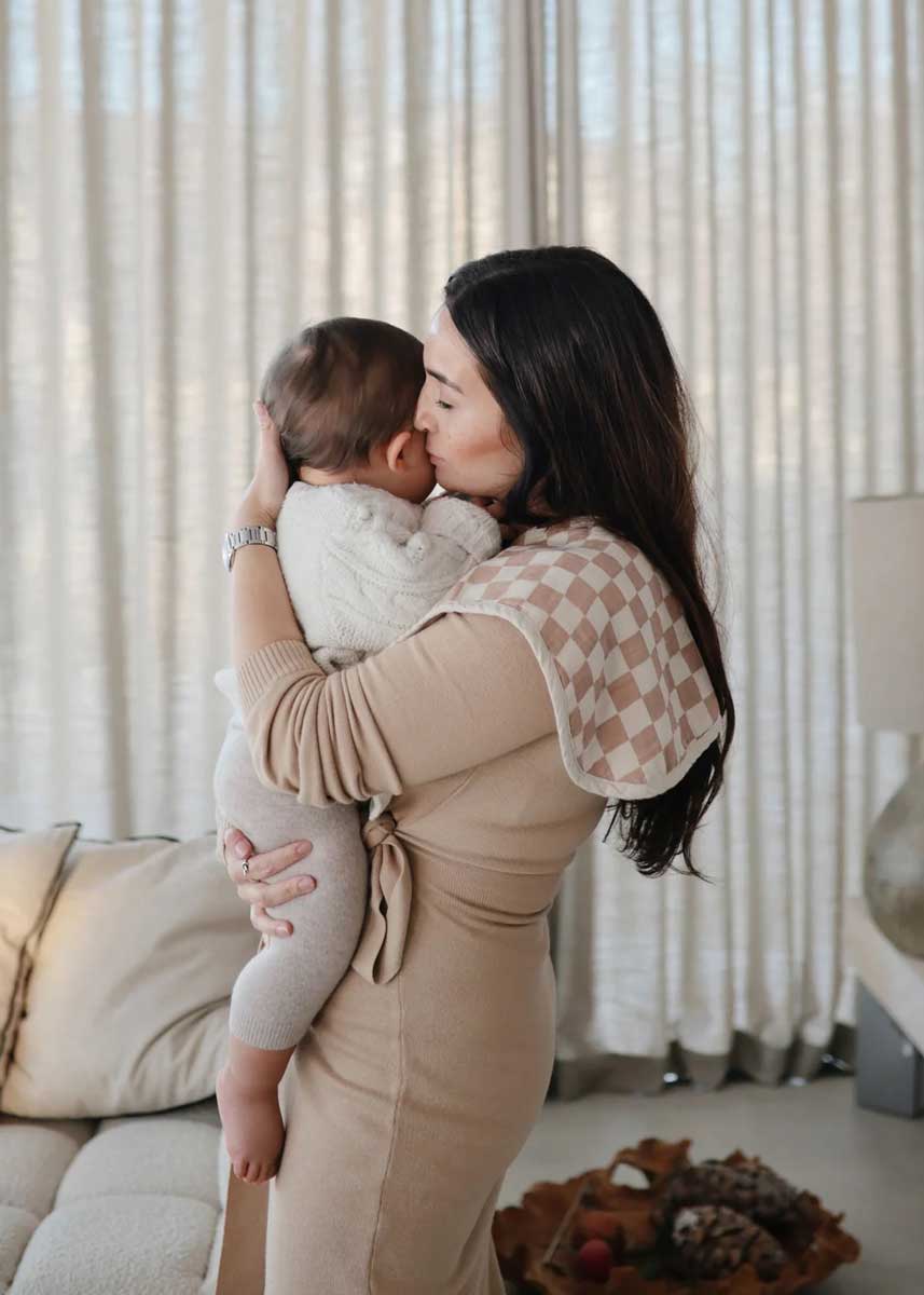 Muslin Burp Cloth 2-Pack - Olive Check & Natural Check