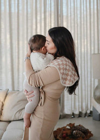 Muslin Burp Cloth 2-Pack - Olive Check & Natural Check