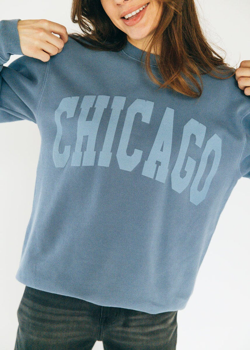 Chicago Collegiate Puff Sweatshirt - Slate Blue