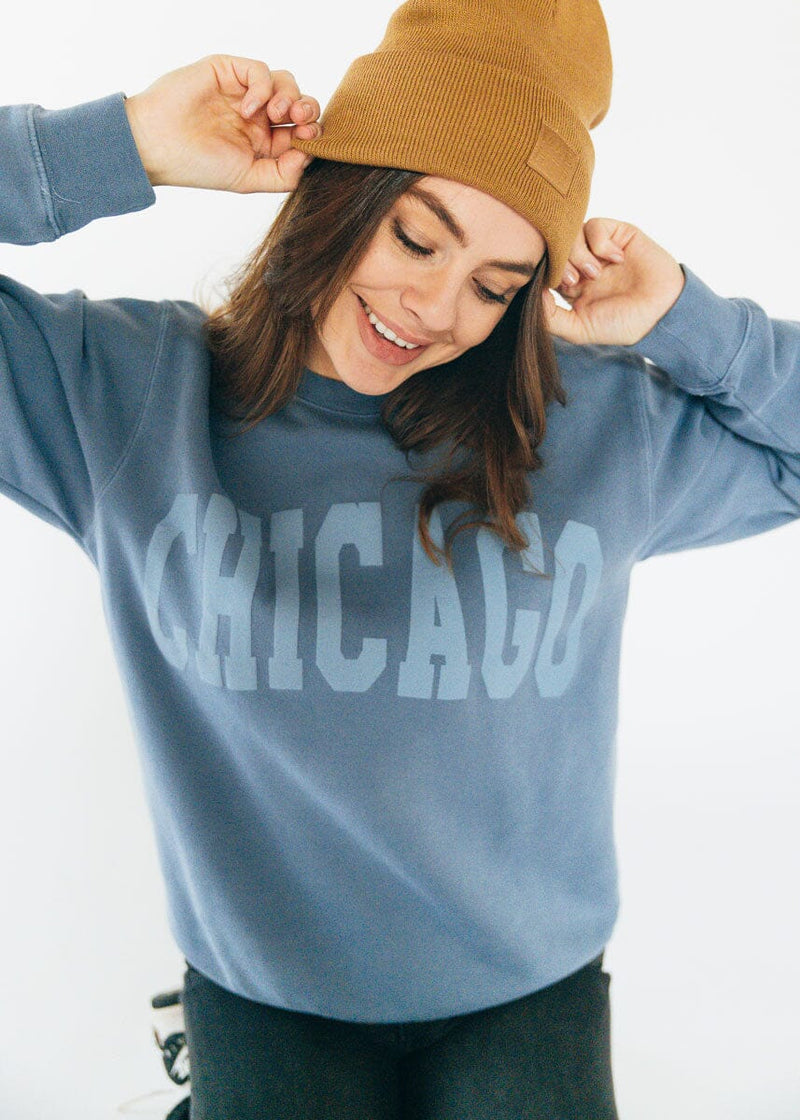 Chicago Collegiate Puff Sweatshirt - Slate Blue