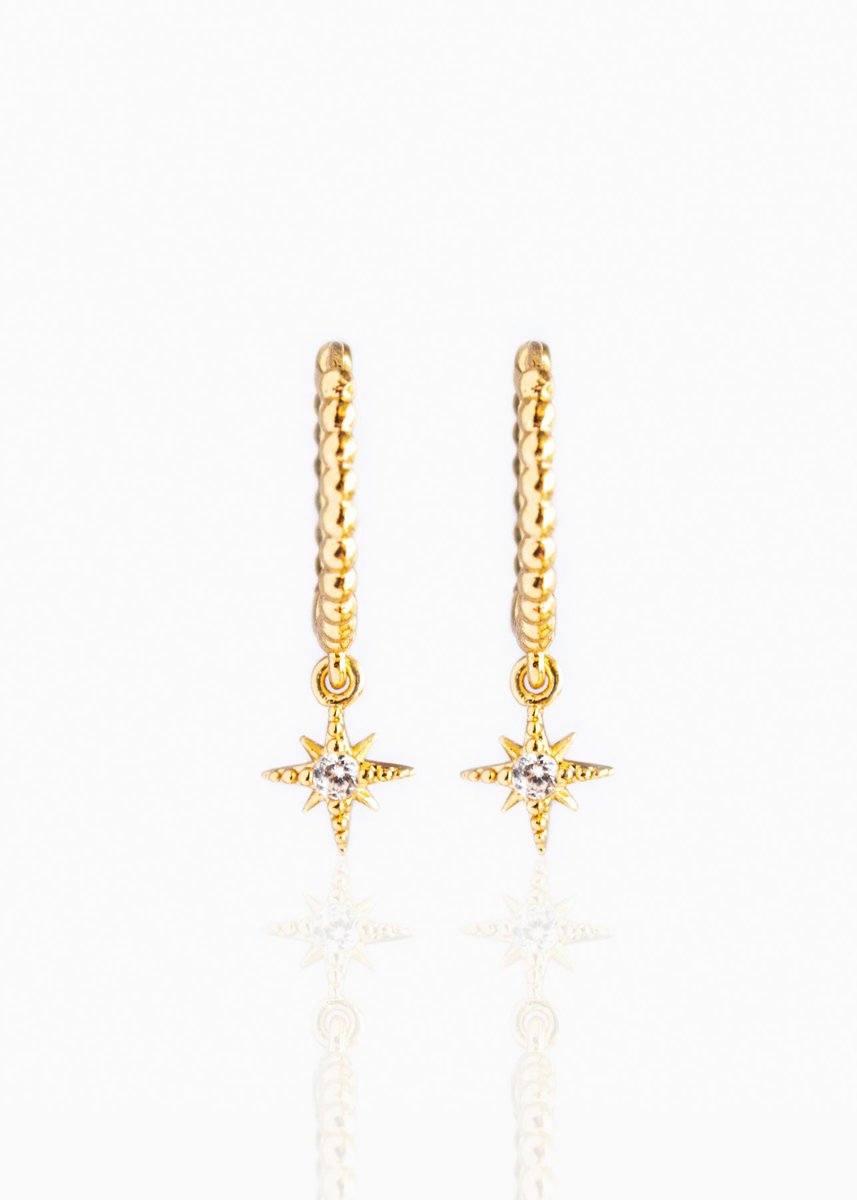 Beaded Comet Hoops- Gold