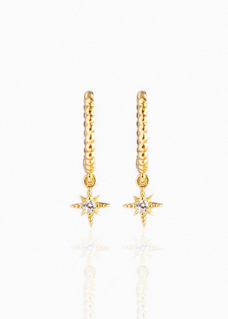 Beaded Comet Hoops- Gold