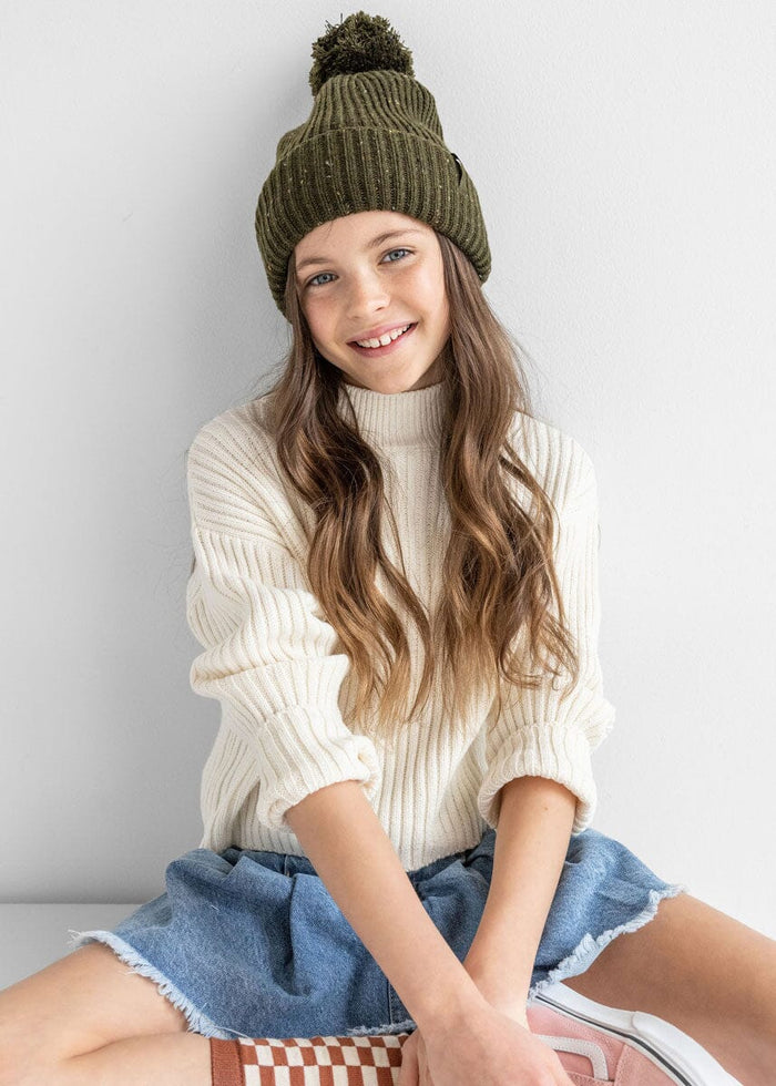 Youth Mad Hatter Speckled Knit Beanie - Hunter Green