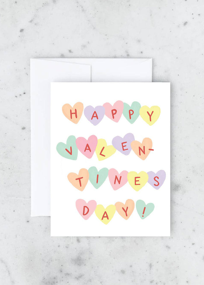 Rainbow Candy Hearts Valentine's Card