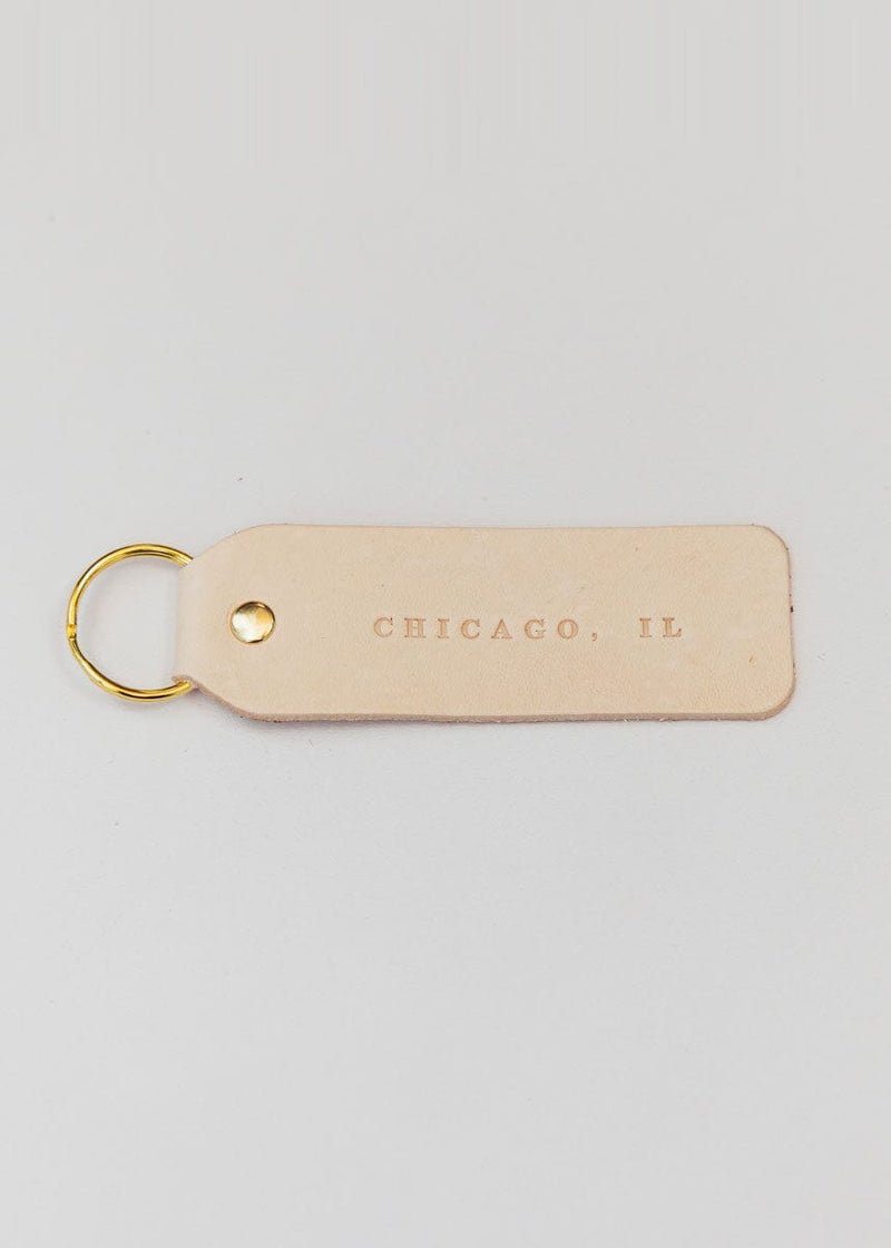 Hand Stamped Leather Keychain - Chicago, IL