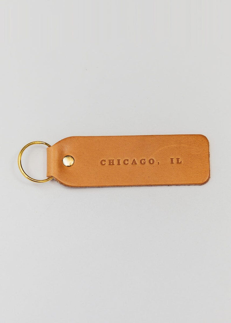 Hand Stamped Leather Keychain - Chicago, IL