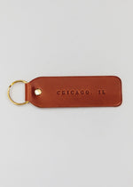 Hand Stamped Leather Keychain - Chicago, IL