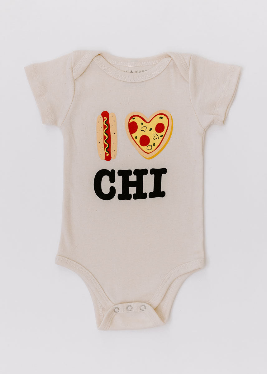 Hot Dog, Pizza, CHI Onesie - Natural