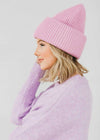 Adult Mad Hatter Ribbed Knit Beanie - Orchid